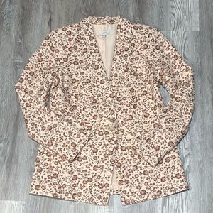 NWOT LOFT BLAZER JACKET LINEN BLEND FLORAL SIZE 4